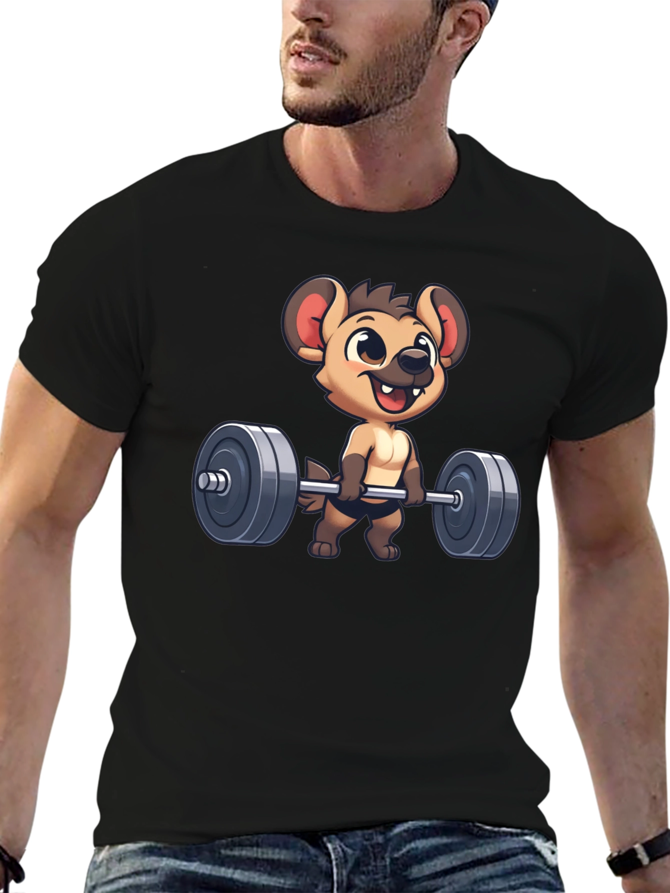 Hyena Lifting Weights Black T-Shirt