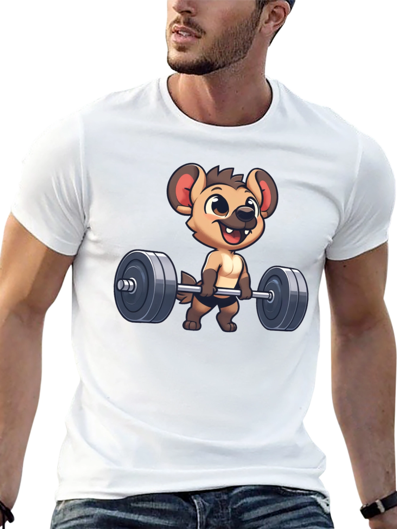 Hyena Lifting Weights Black T-Shirt