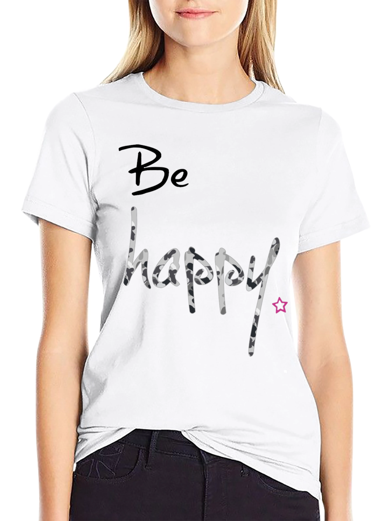 Be Happy Camo Tee - Stylish Graphic T-Shirt