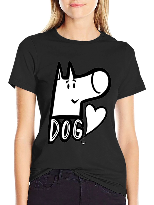 Dog Graphic Tee - Cute Cartoon Design Black T-Shirt