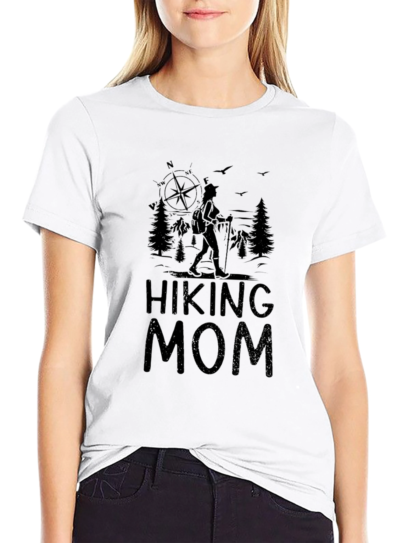 Hiking Mom Black Graphic T-Shirt