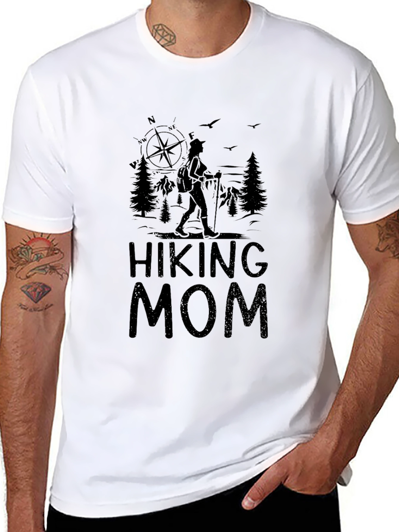 Hiking Mom Black Graphic T-Shirt
