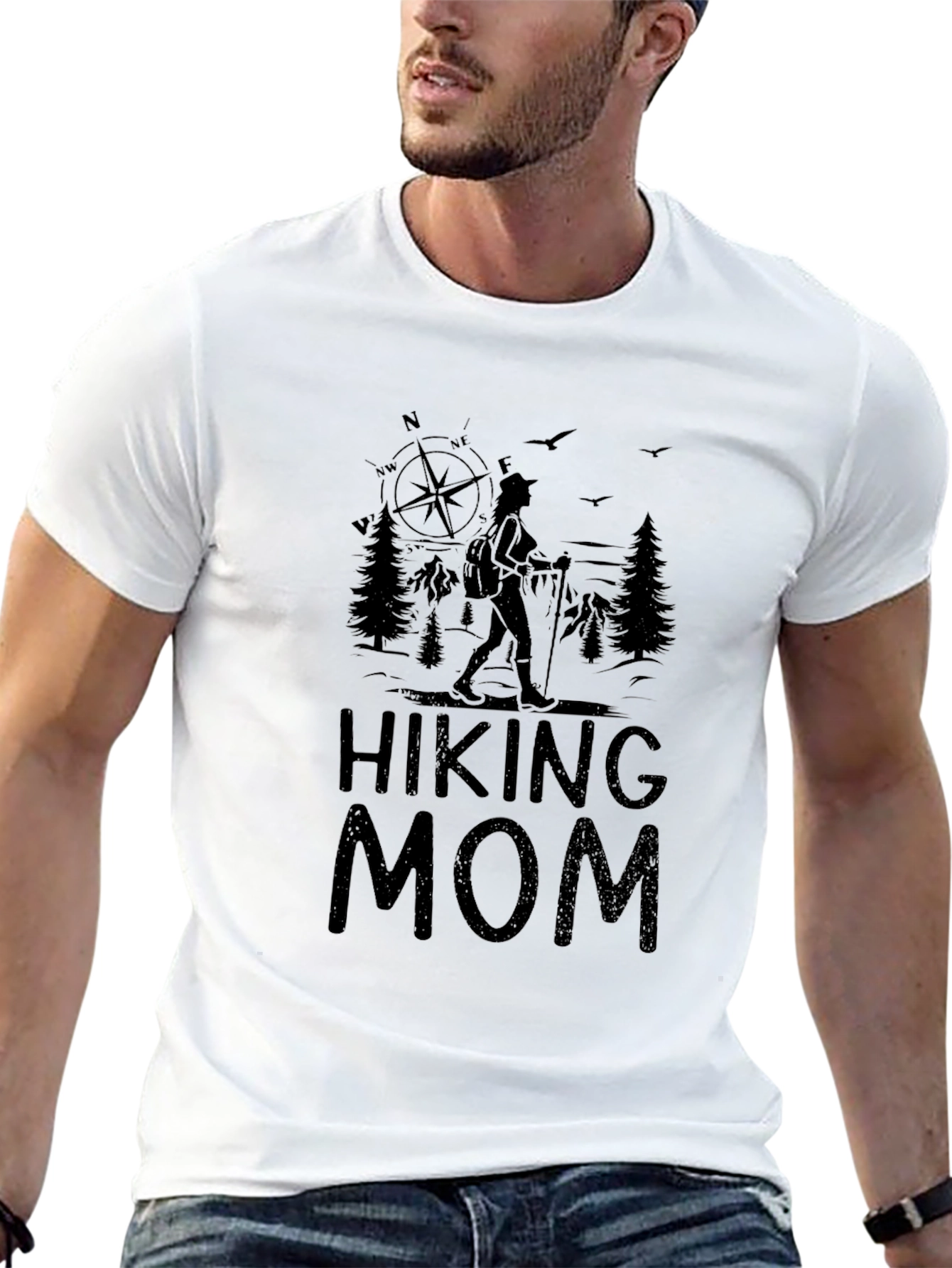 Hiking Mom Black Graphic T-Shirt