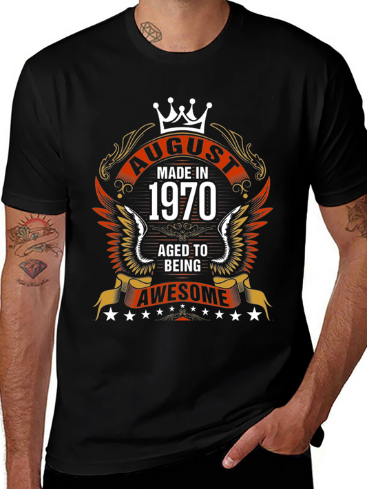 August 1970 Birthday T-Shirt - Aged to Awesome