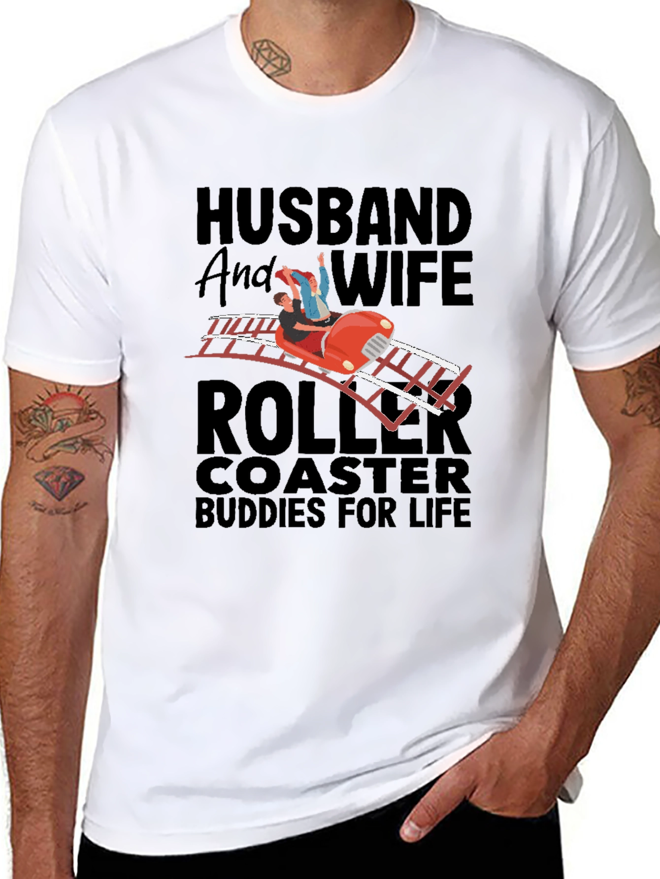 Husband and Wife Roller Coaster Buddies T-Shirt