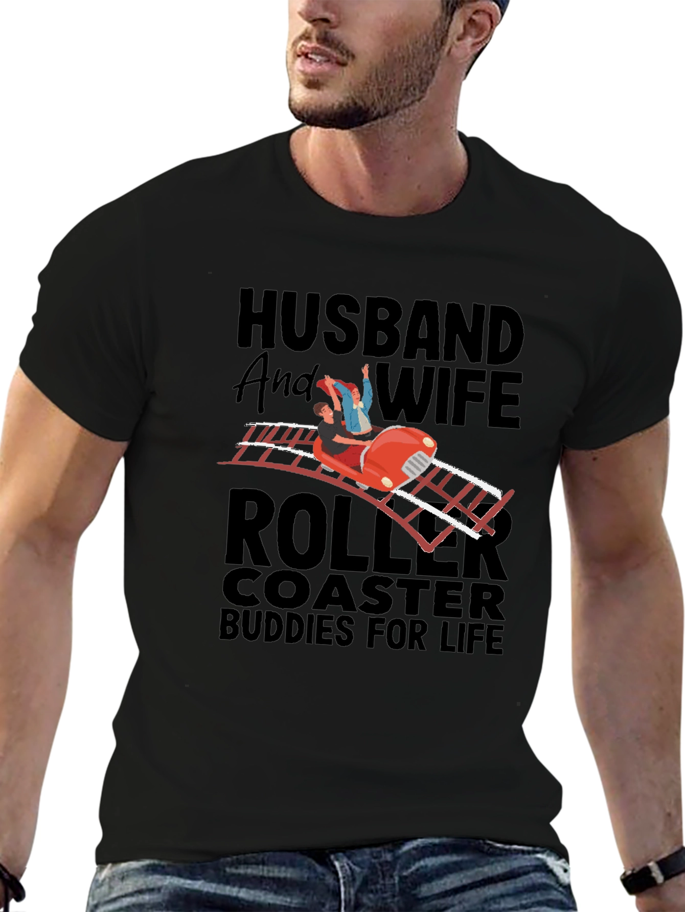 Husband and Wife Roller Coaster Buddies T-Shirt