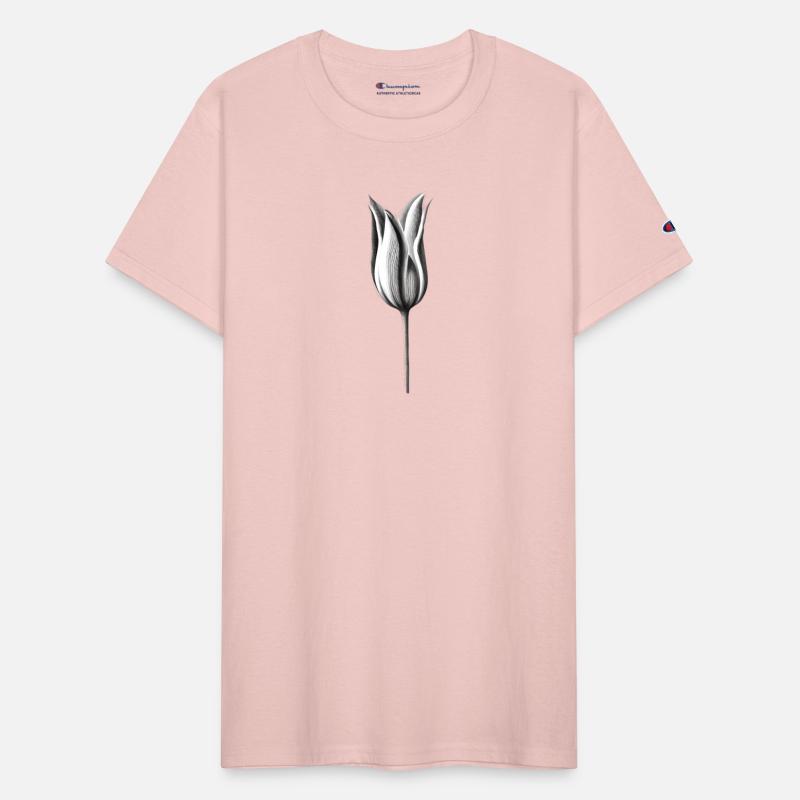 Open tulip blossom black white