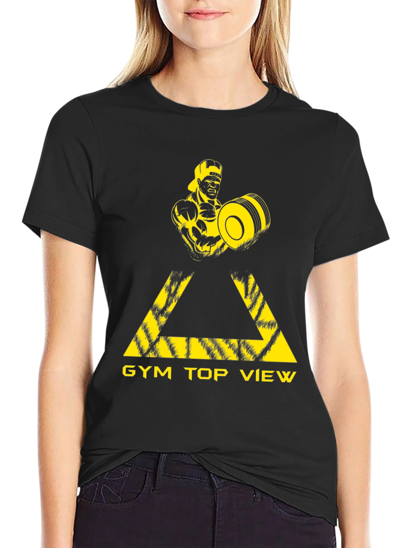 Gym Top View Graphic Tee - Black