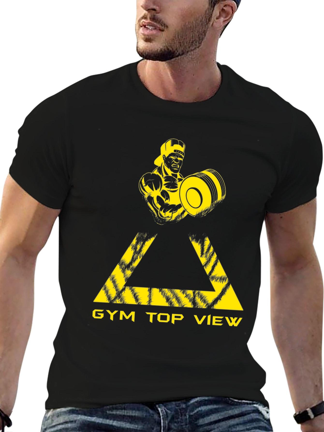 Gym Top View Graphic Tee - Black