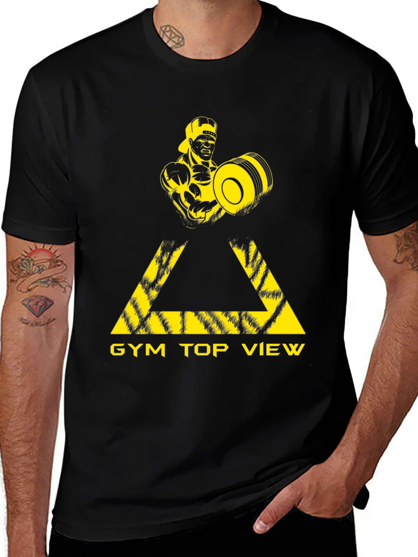 Gym Top View Graphic Tee - Black