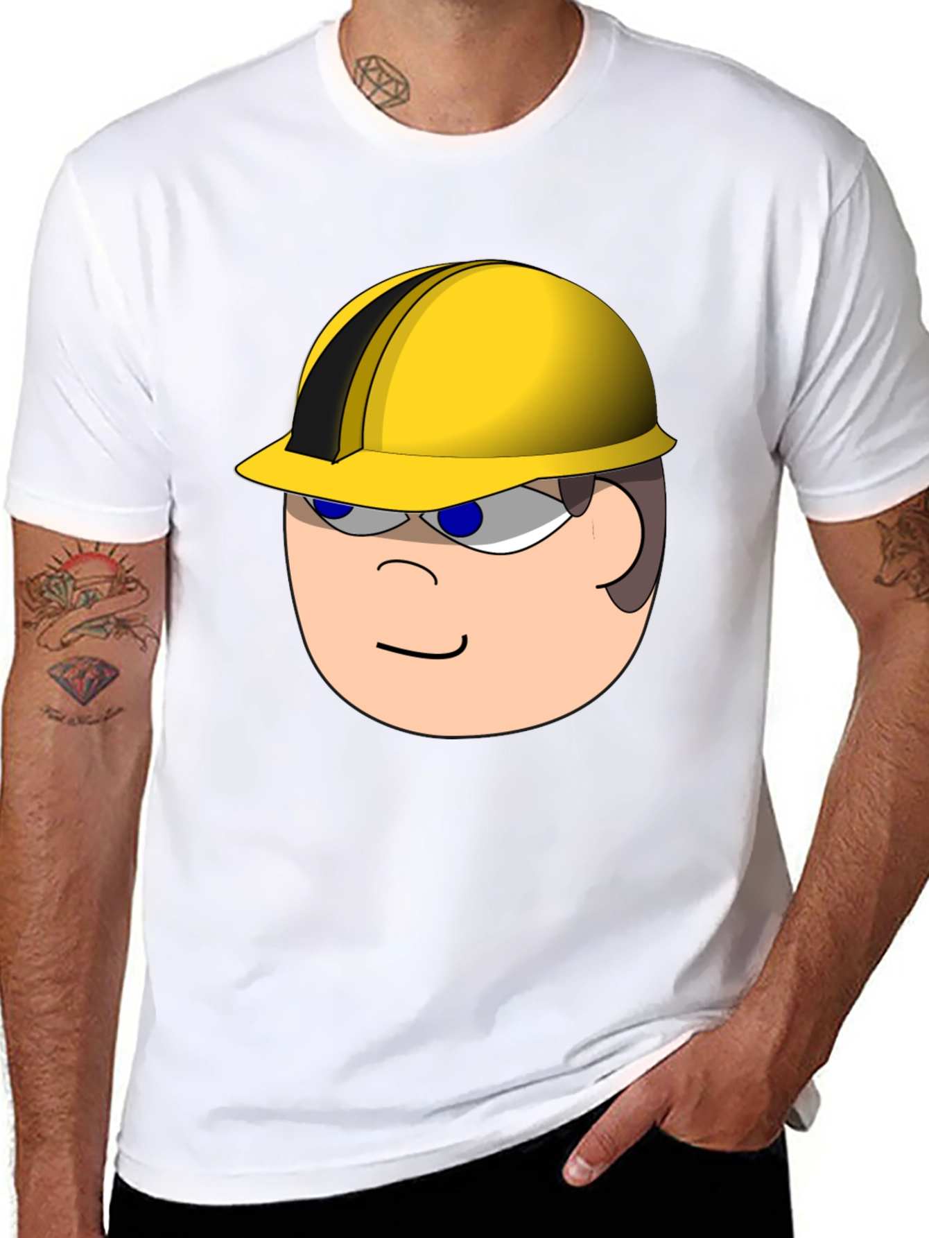 Cartoon Builder T-Shirt - Black Cotton Tee