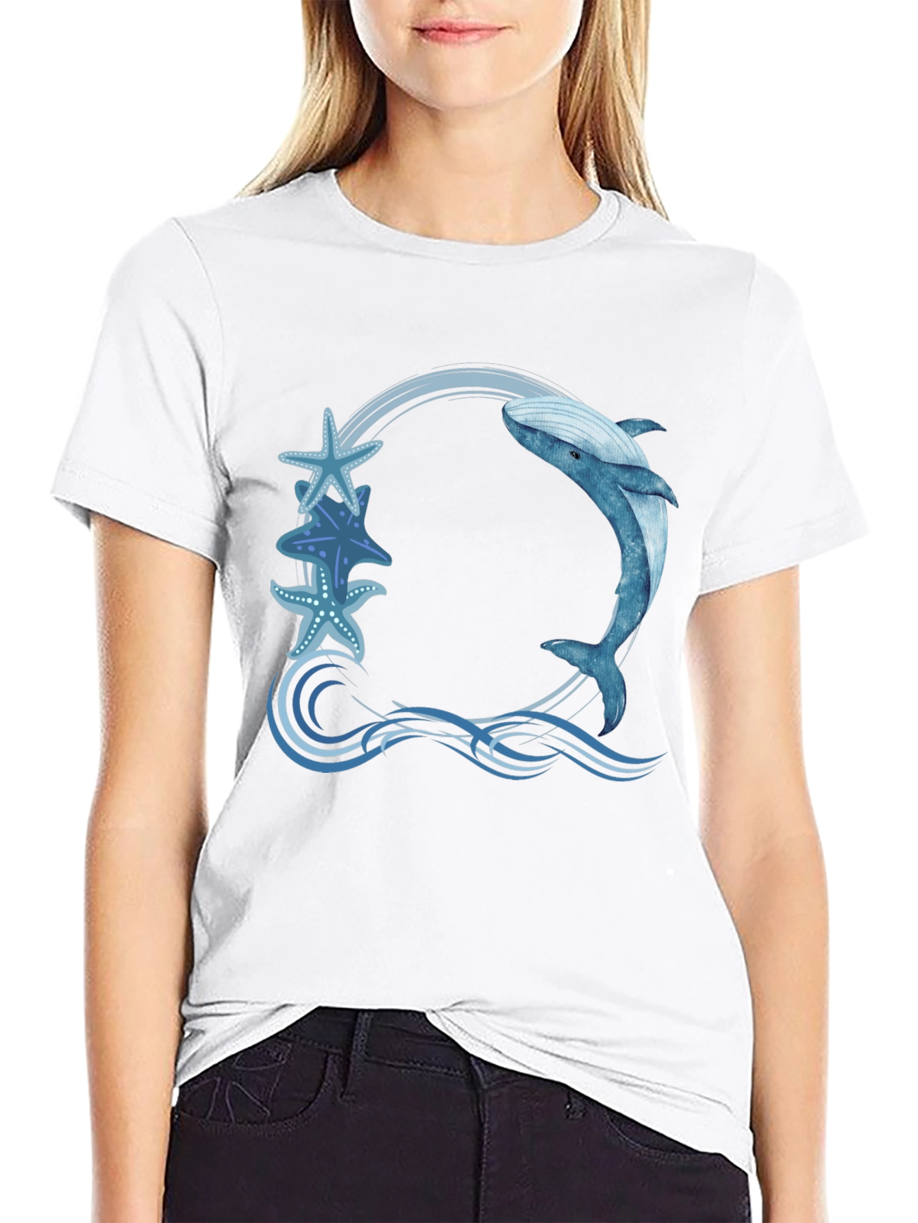Whale and Starfish Graphic Tee