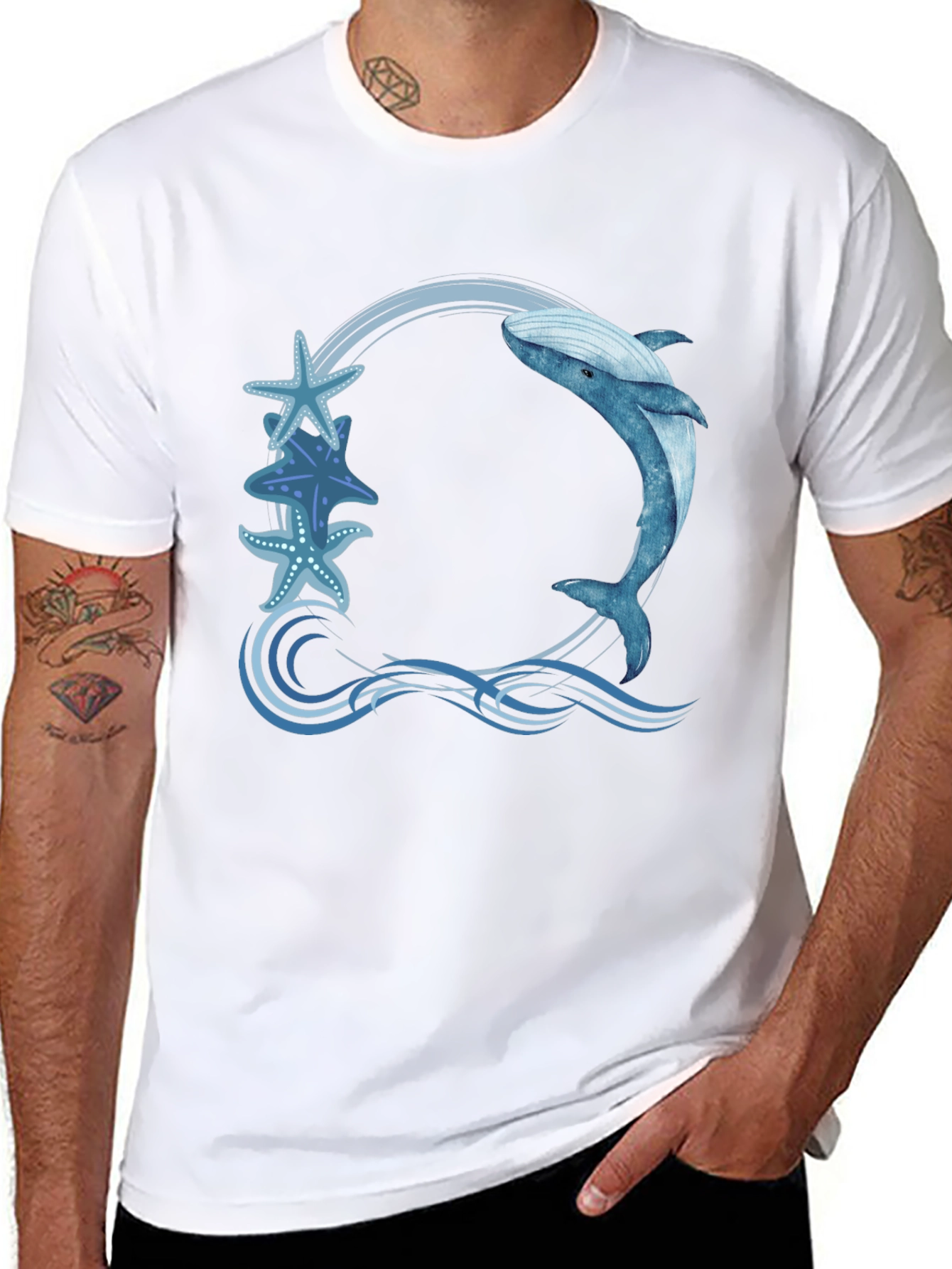 Whale and Starfish Graphic Tee