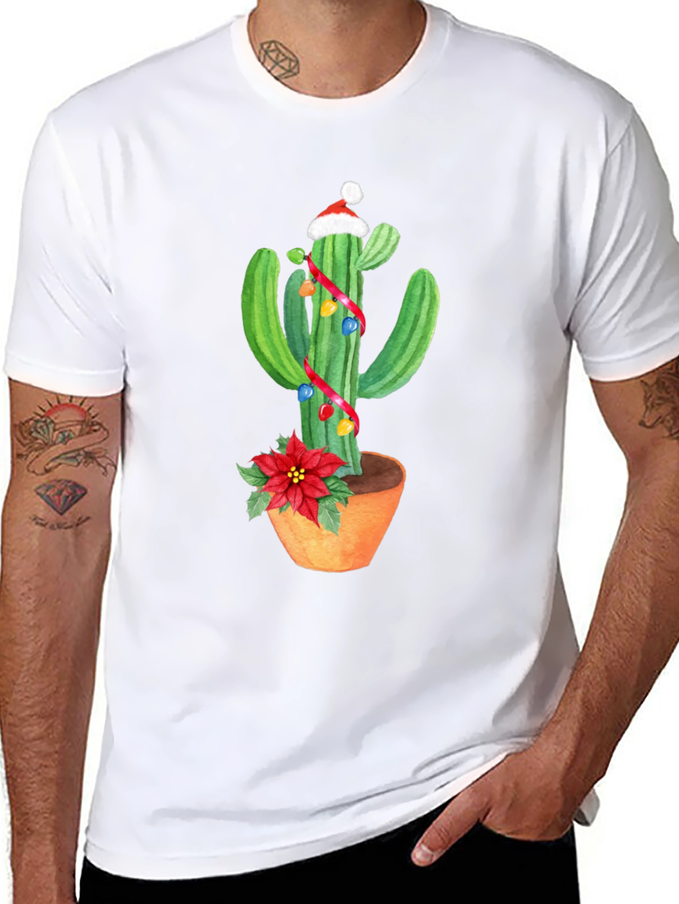 Festive Cactus T-Shirt - Holiday Cheer
