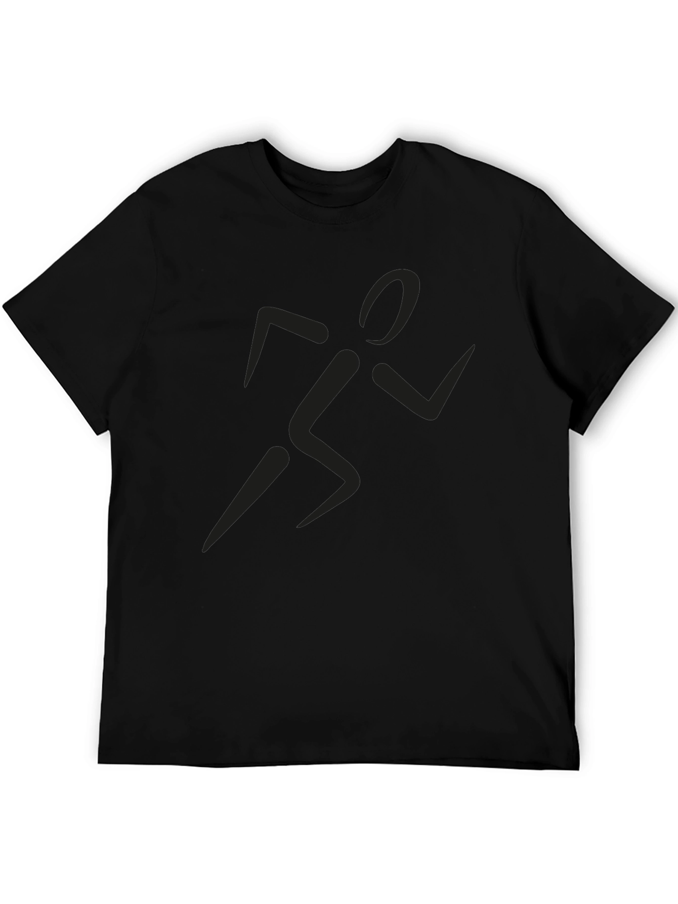 Mens Black T-Shirt with Runner Graphic