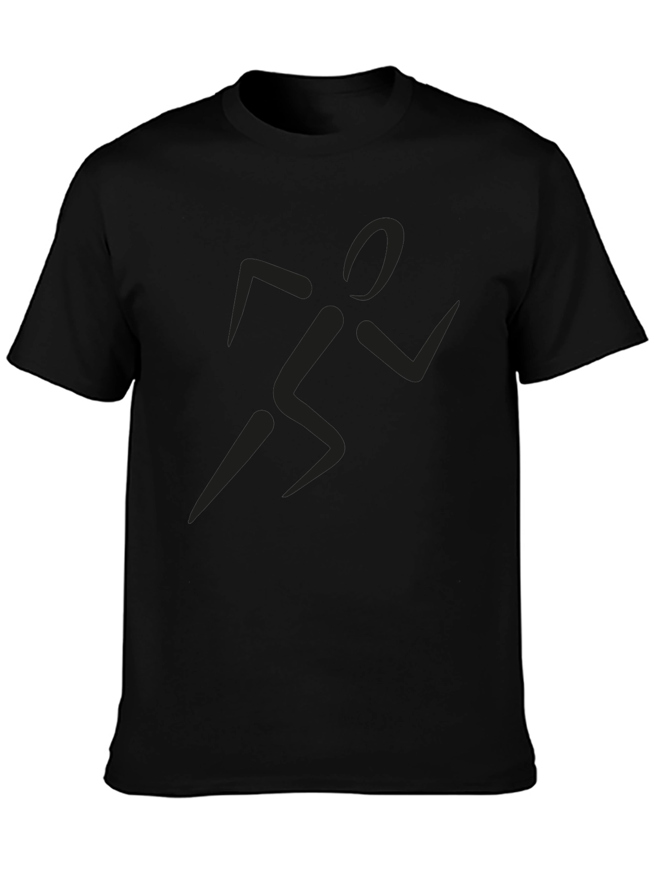 Mens Black T-Shirt with Runner Graphic