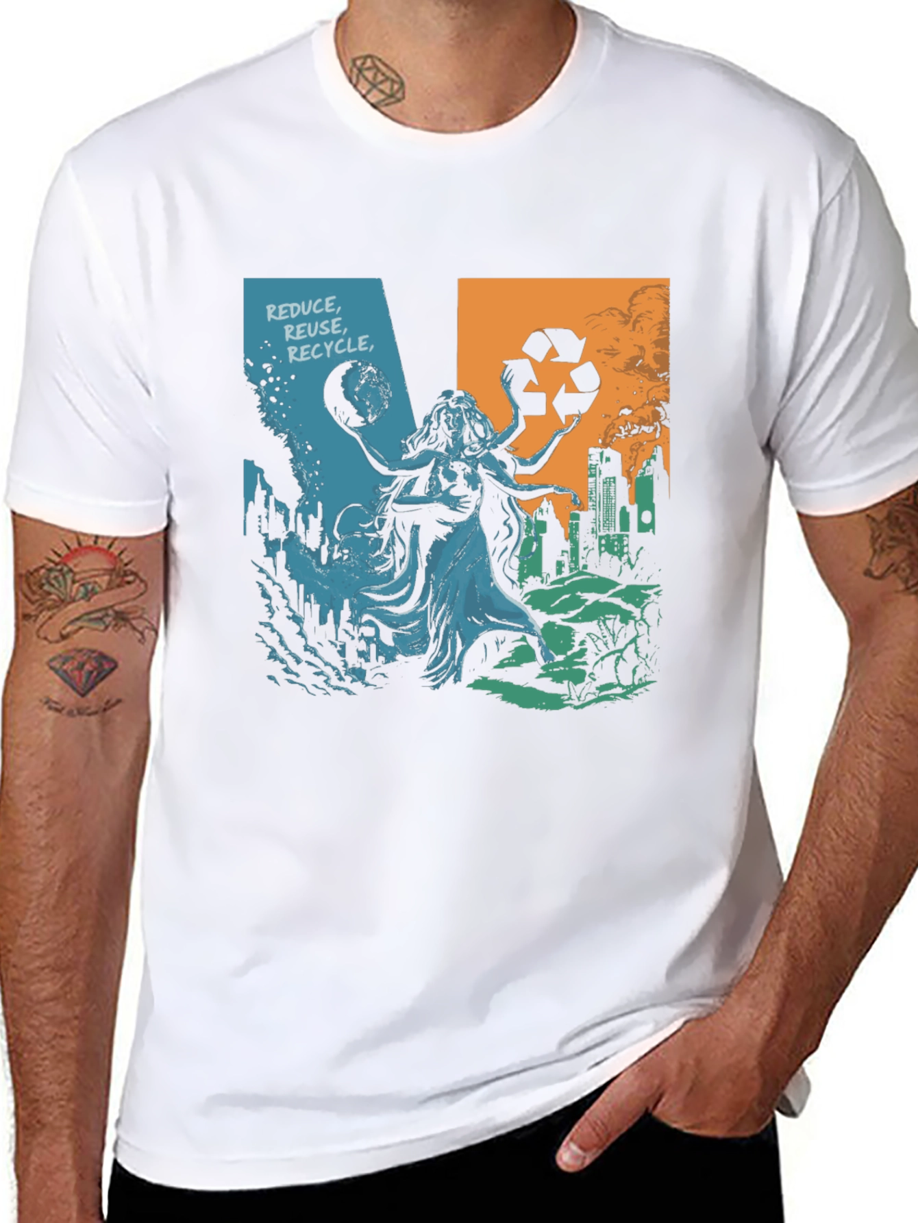 Eco Goddess Graphic T-Shirt - Reduce Reuse Recycle