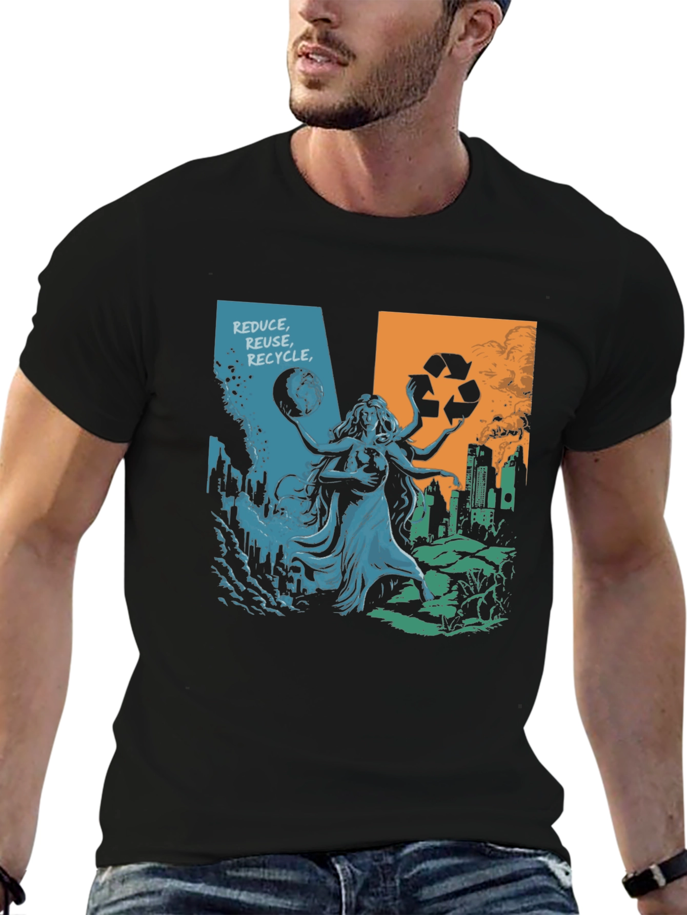 Eco Goddess Graphic T-Shirt - Reduce Reuse Recycle