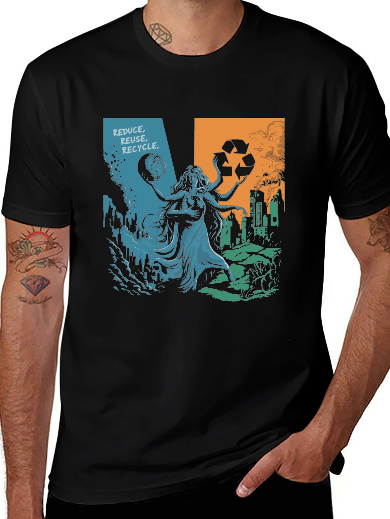 Eco Goddess Graphic T-Shirt - Reduce Reuse Recycle