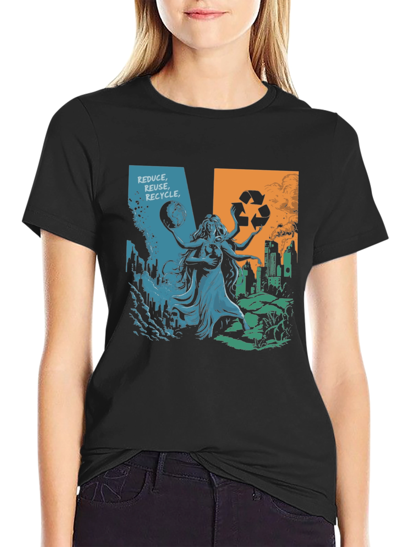 Eco Goddess Graphic T-Shirt - Reduce Reuse Recycle