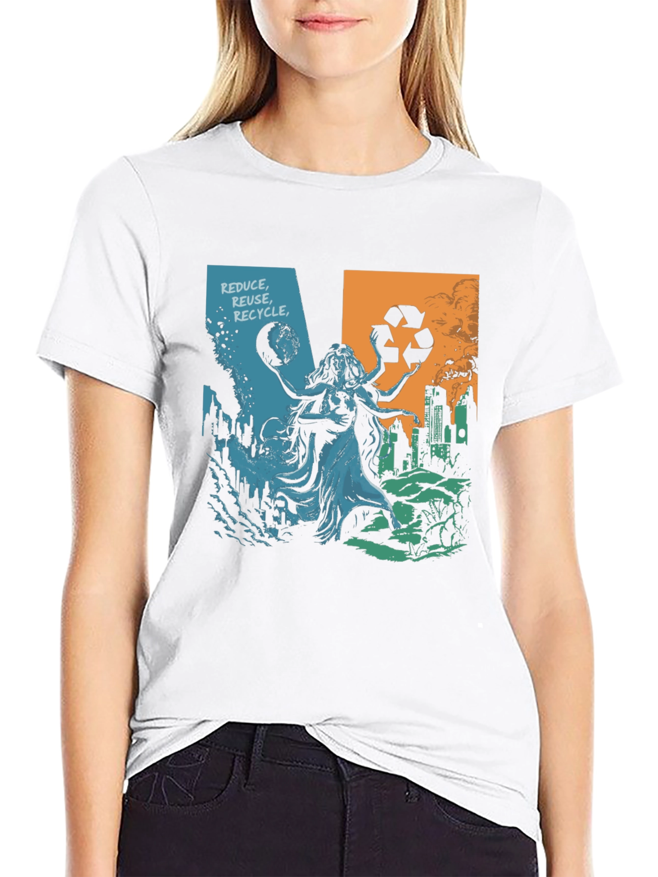 Eco Goddess Graphic T-Shirt - Reduce Reuse Recycle