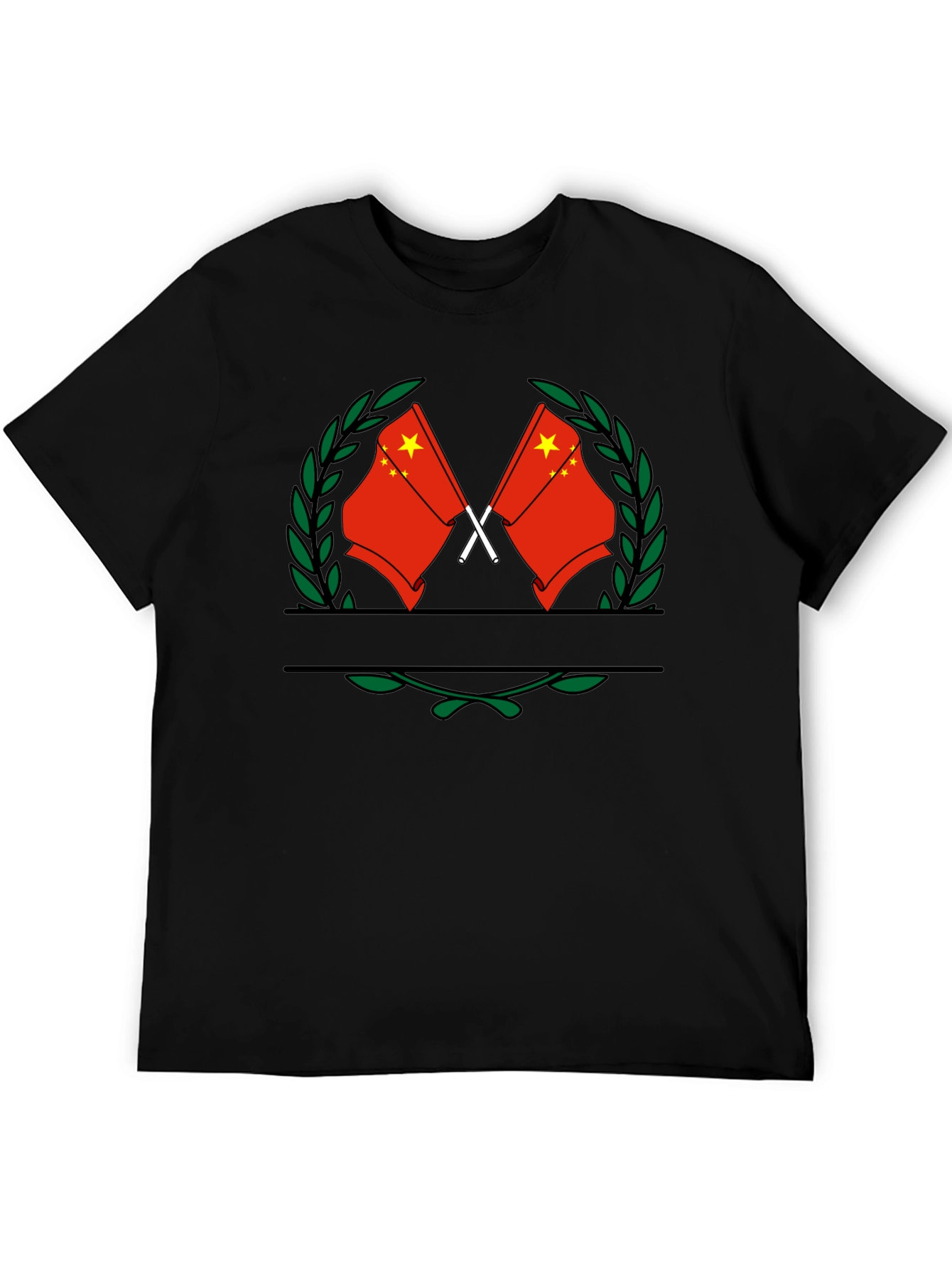 China Flag Wreath T-Shirt - Black