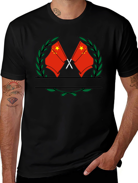 China Flag Wreath T-Shirt - Black