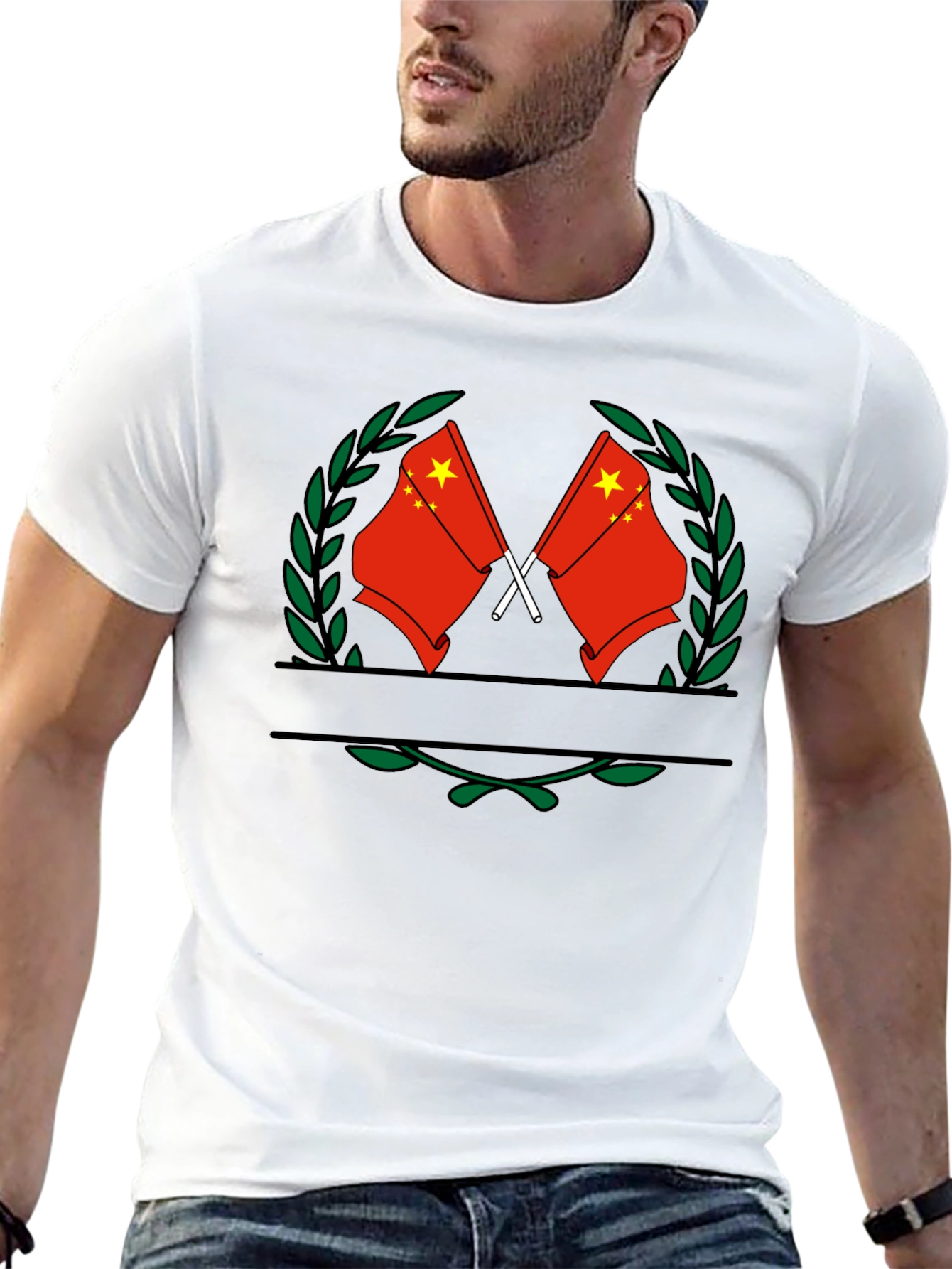 China Flag Wreath T-Shirt - Black