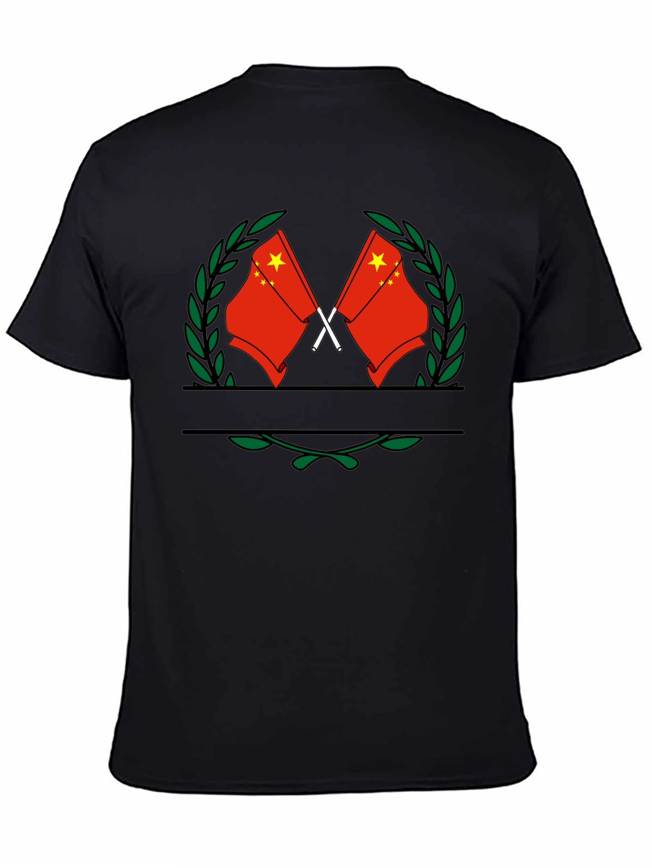 China Flag Wreath T-Shirt - Black