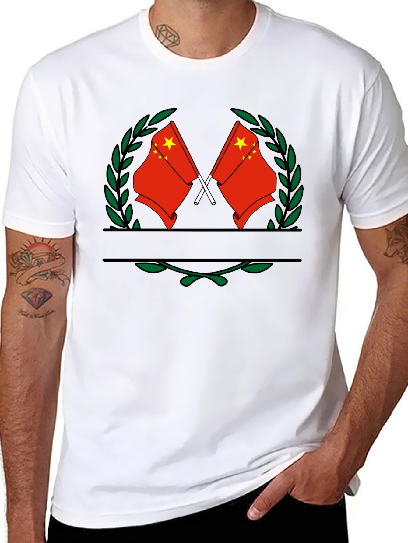China Flag Wreath T-Shirt - Black