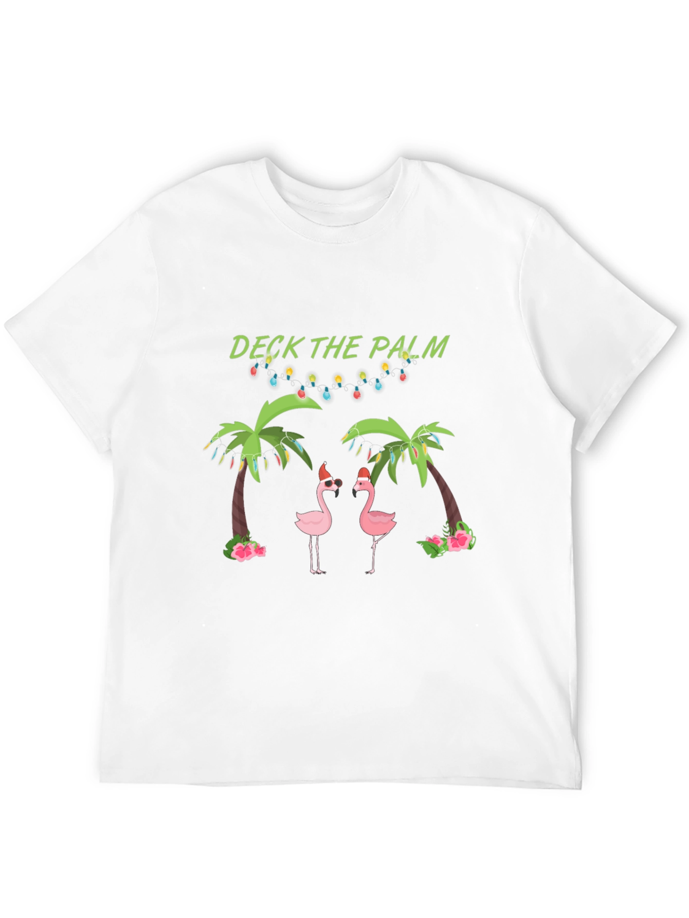 Deck the Palm Flamingo Christmas T-Shirt