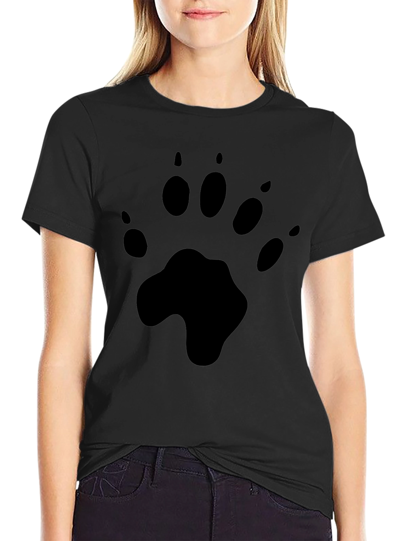 Black Paw Print Graphic Tee