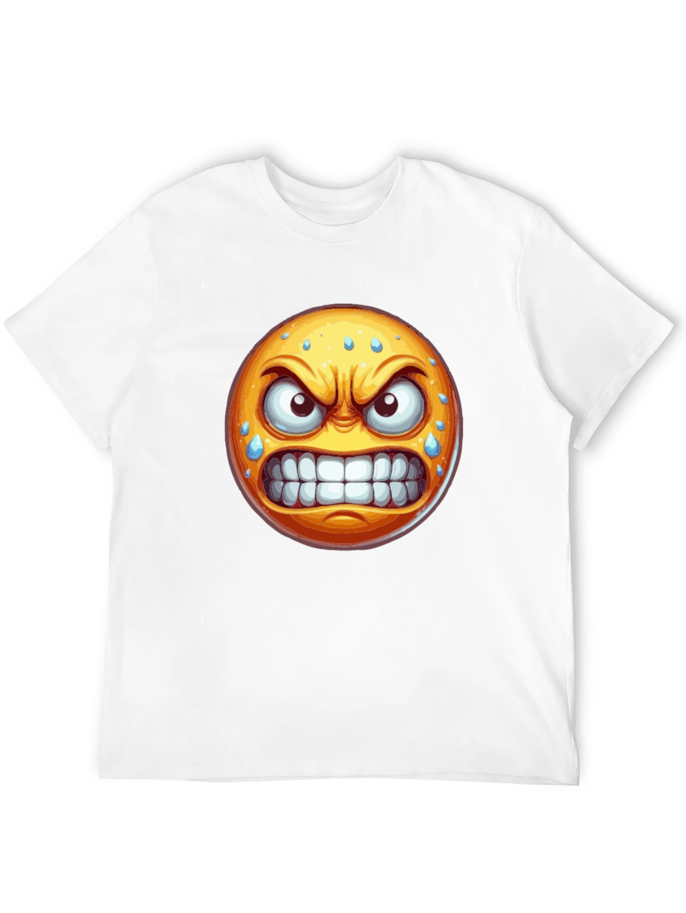 Angry Emoji Graphic T-Shirt - Black Cotton Blend