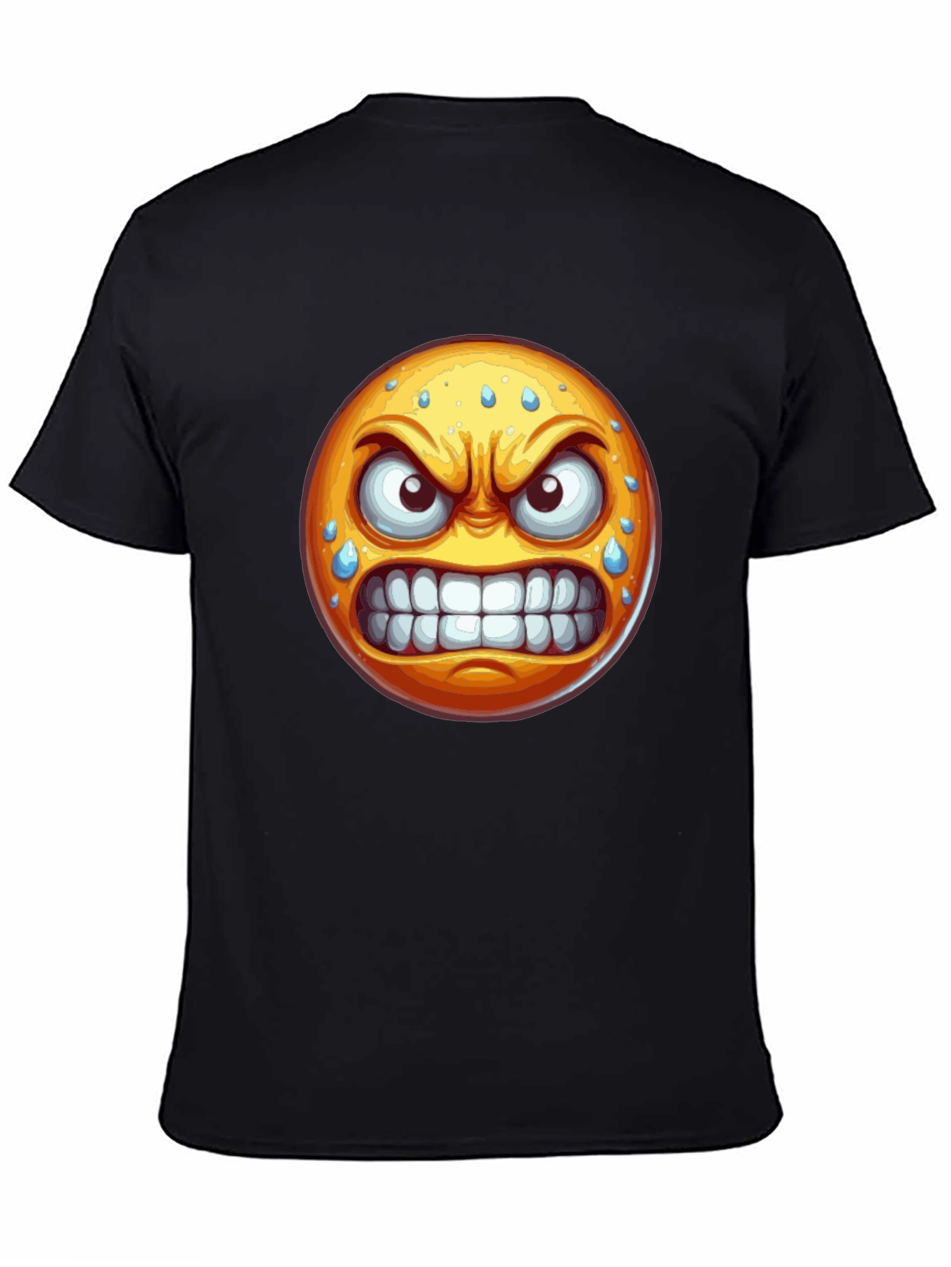 Angry Emoji Graphic T-Shirt - Black Cotton Blend