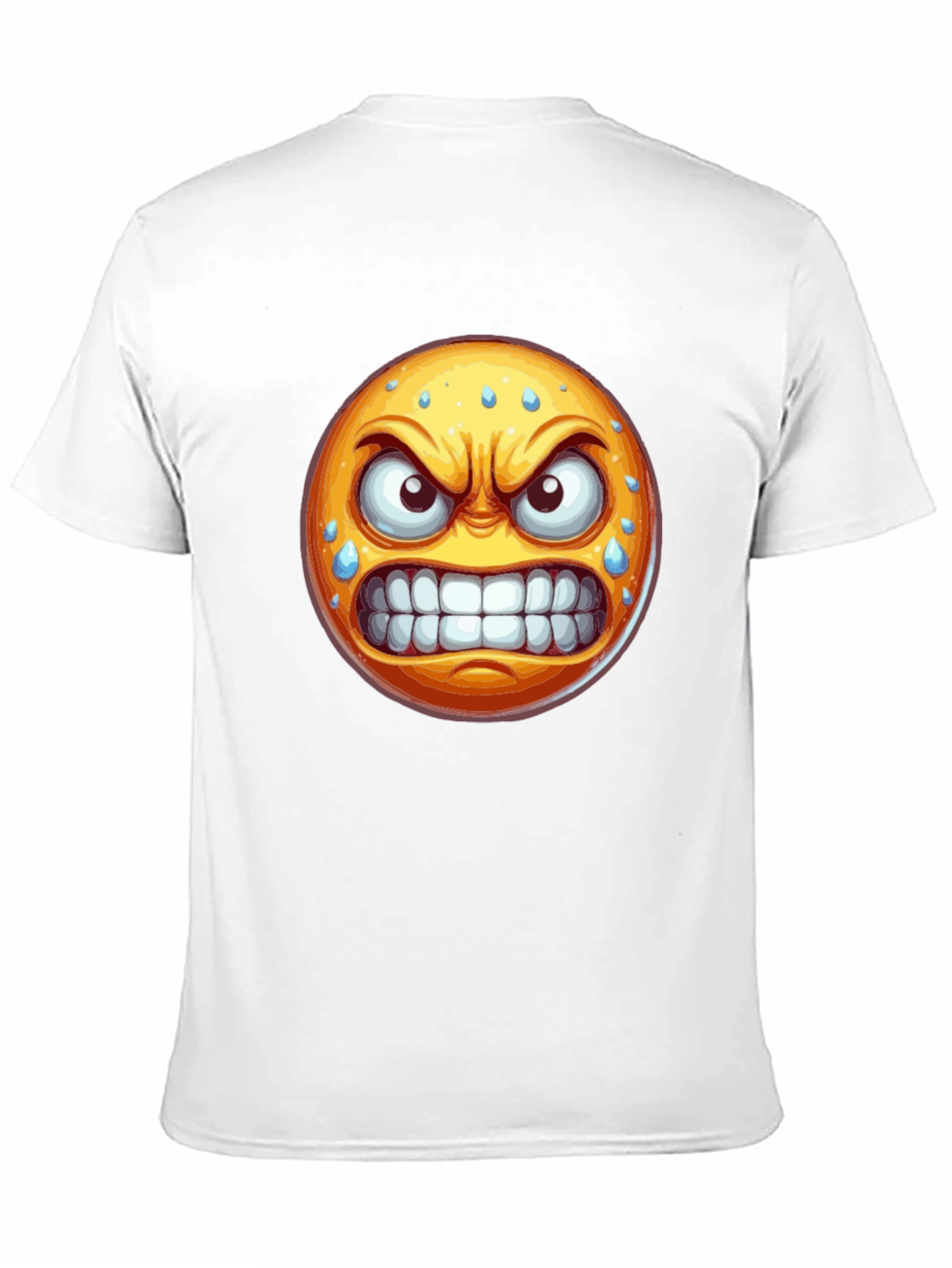 Angry Emoji Graphic T-Shirt - Black Cotton Blend