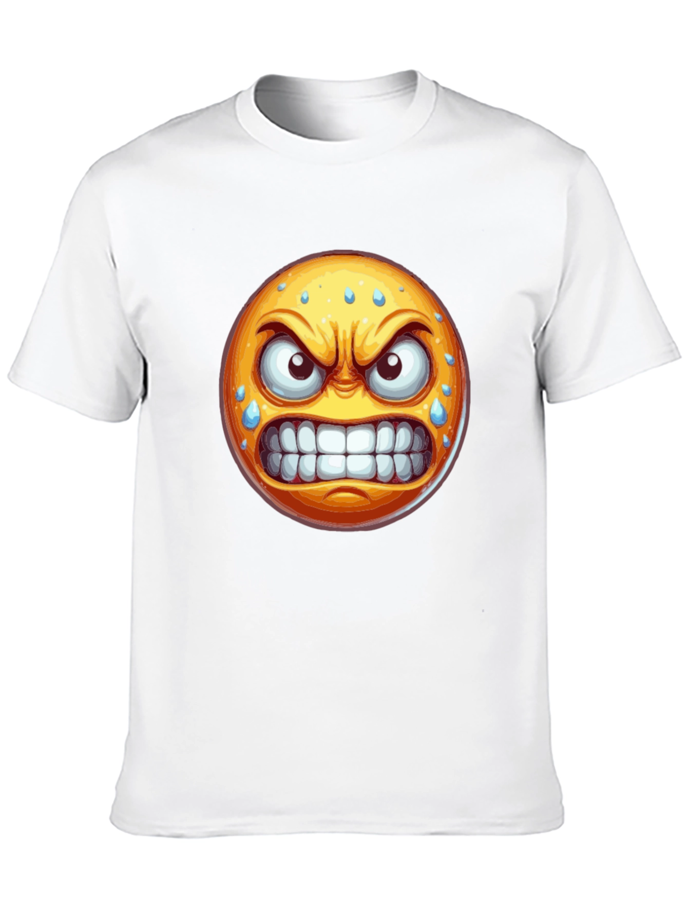 Angry Emoji Graphic T-Shirt - Black Cotton Blend