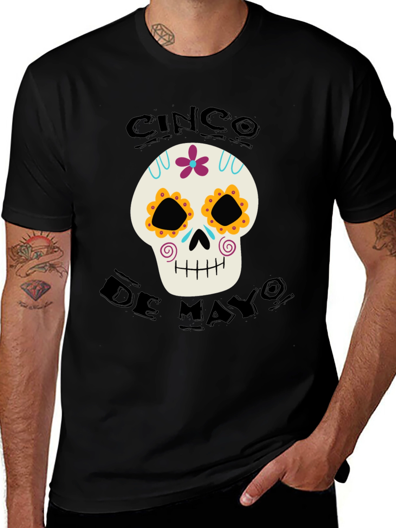 Cinco De Mayo Skull Graphic T-Shirt