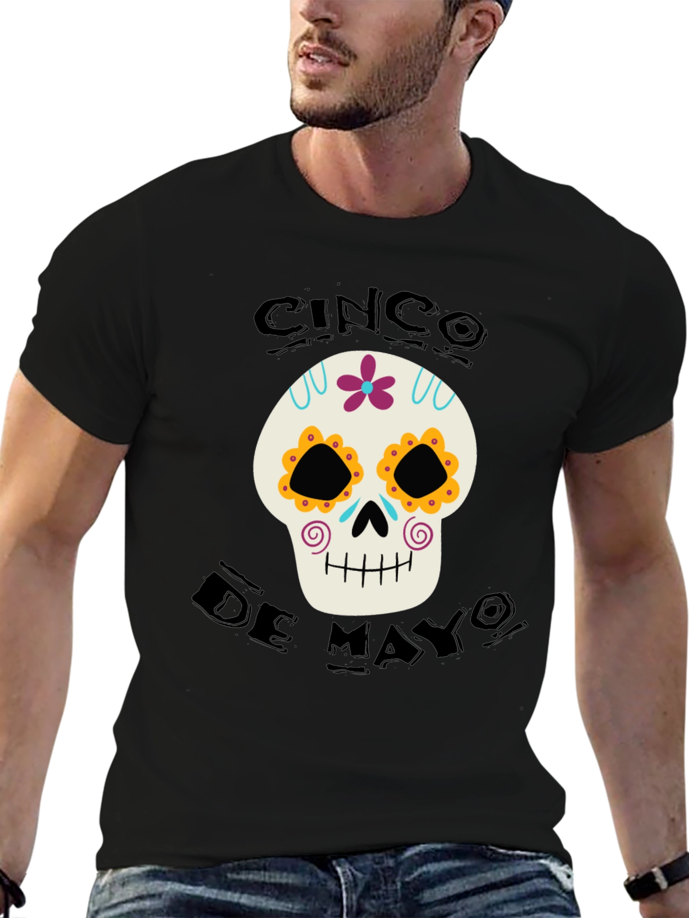 Cinco De Mayo Skull Graphic T-Shirt