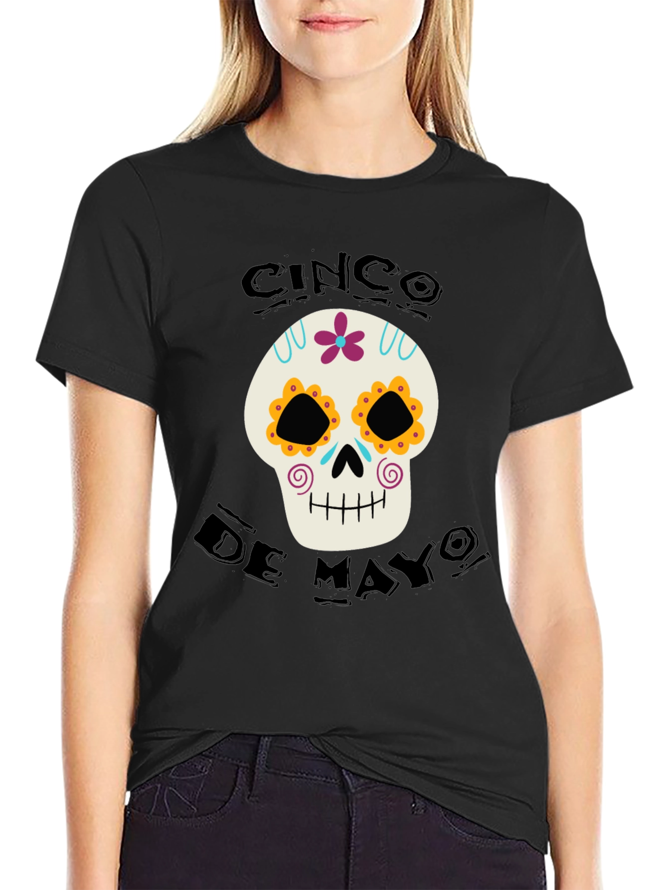 Cinco De Mayo Skull Graphic T-Shirt