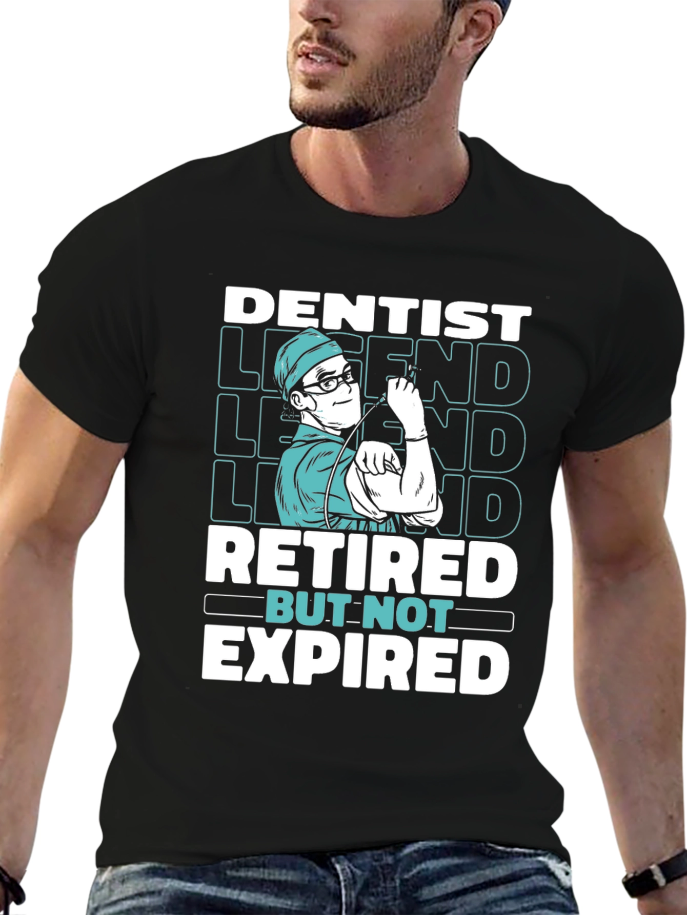 Dentist Legend Retired But Not Expired Graphic T-Shirt