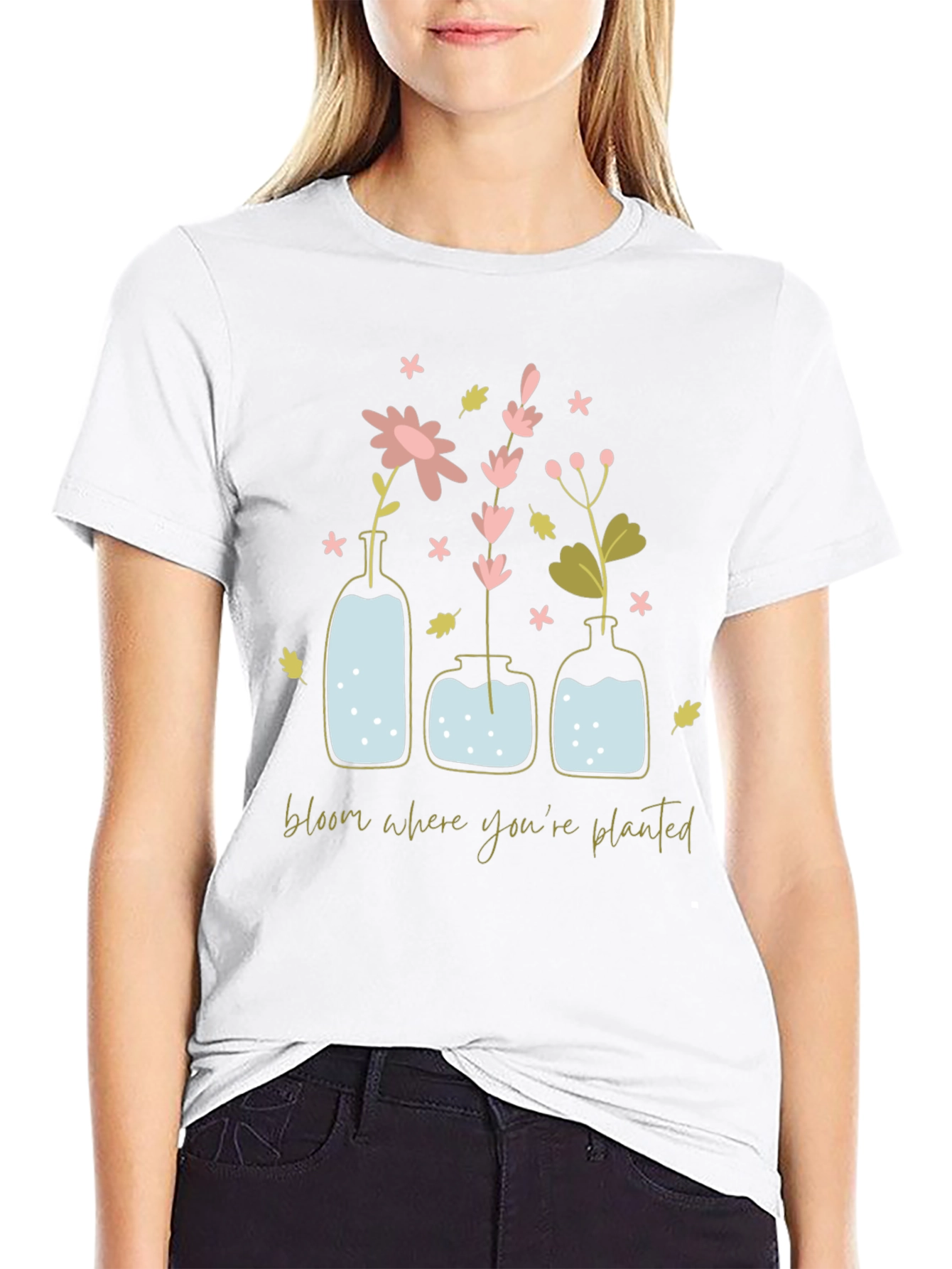 Bloom Where Youre Planted Graphic Tee - Black