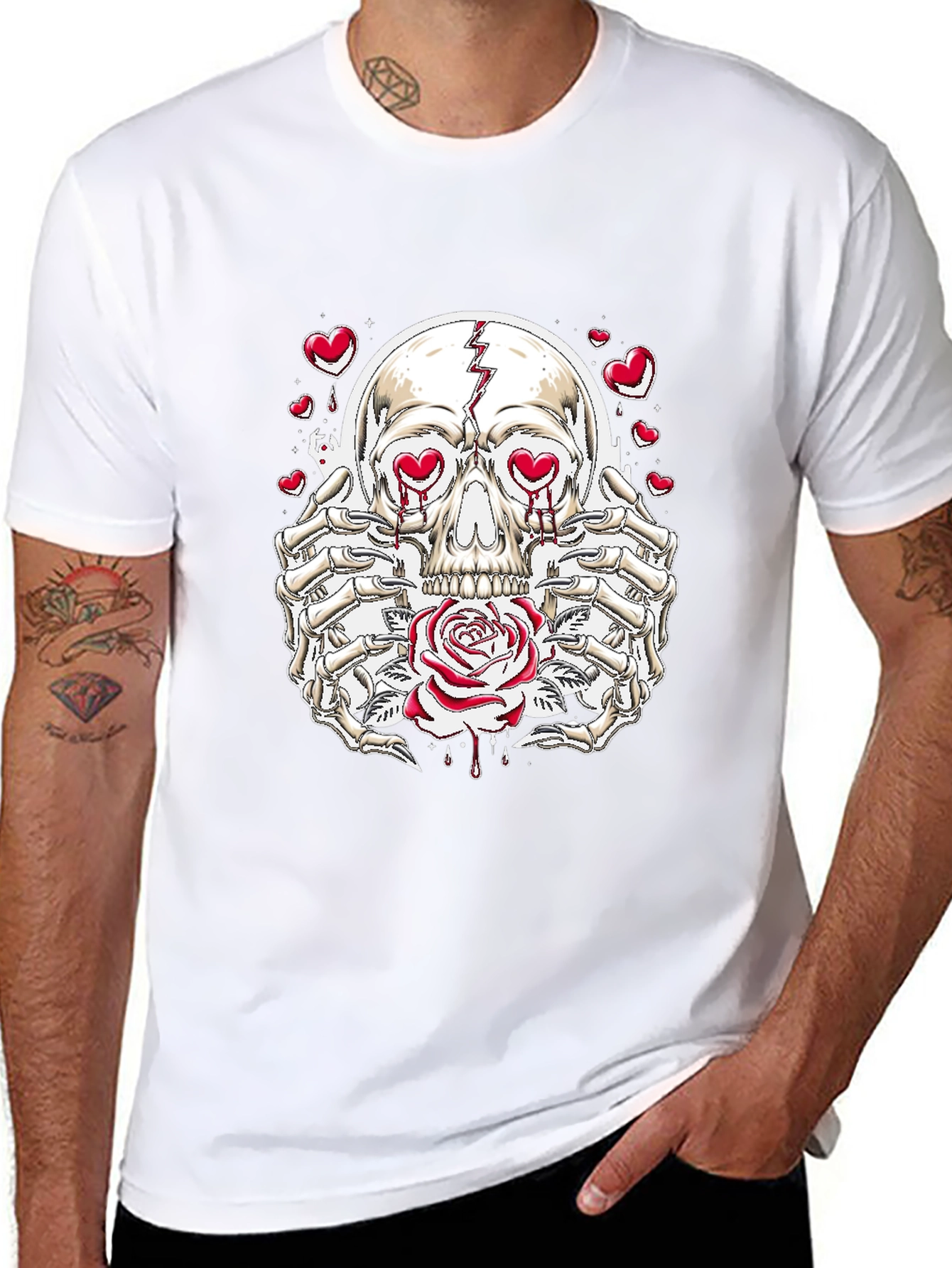 Skull and Rose Graphic Tee - Love Hurts T-Shirt