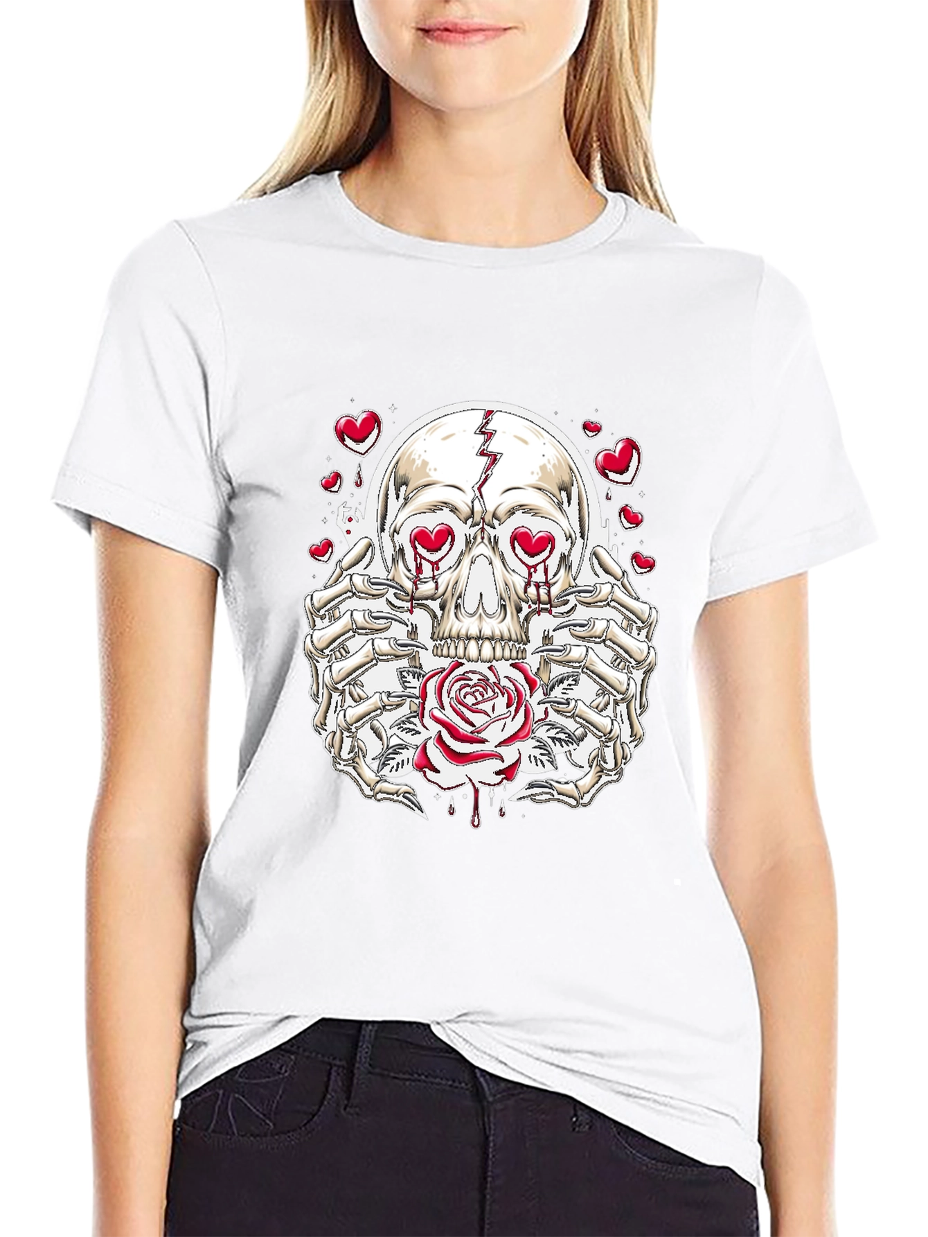 Skull and Rose Graphic Tee - Love Hurts T-Shirt