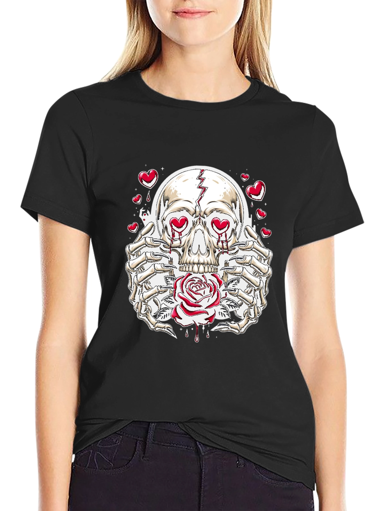 Skull and Rose Graphic Tee - Love Hurts T-Shirt