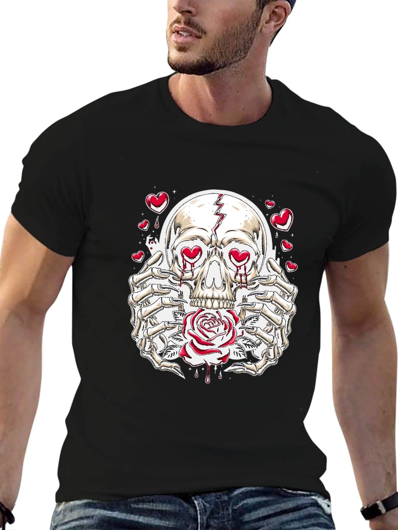 Skull and Rose Graphic Tee - Love Hurts T-Shirt