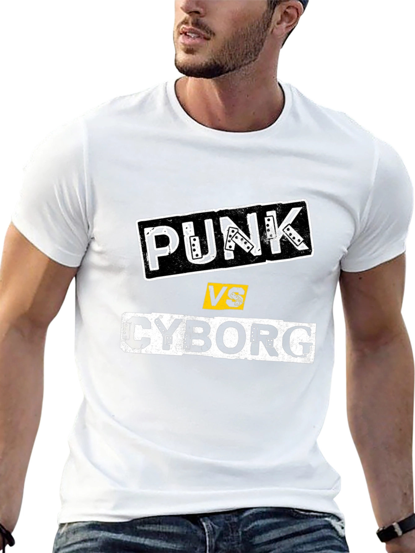 Punk vs Cyborg Black T-Shirt