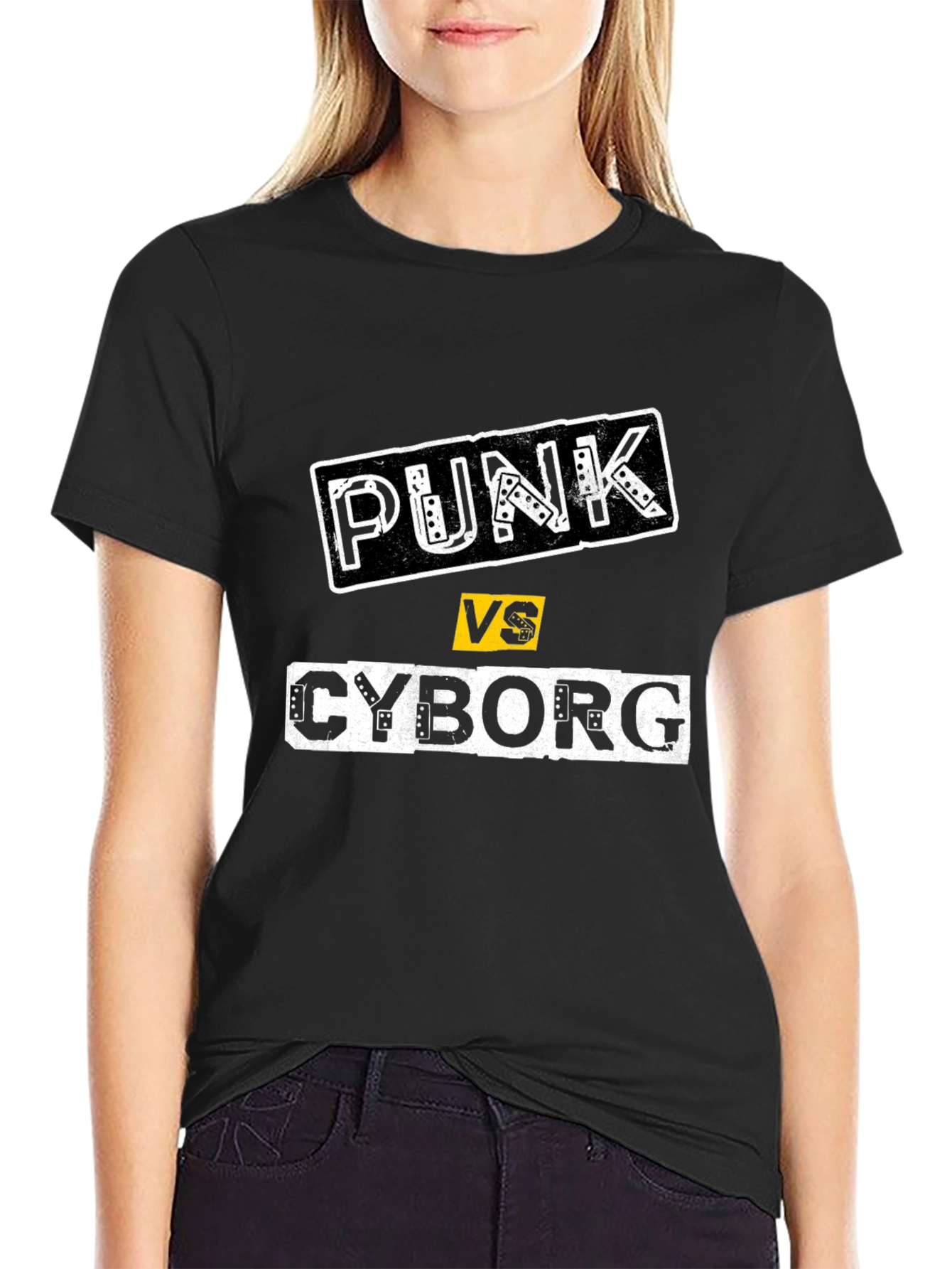 Punk vs Cyborg Black T-Shirt