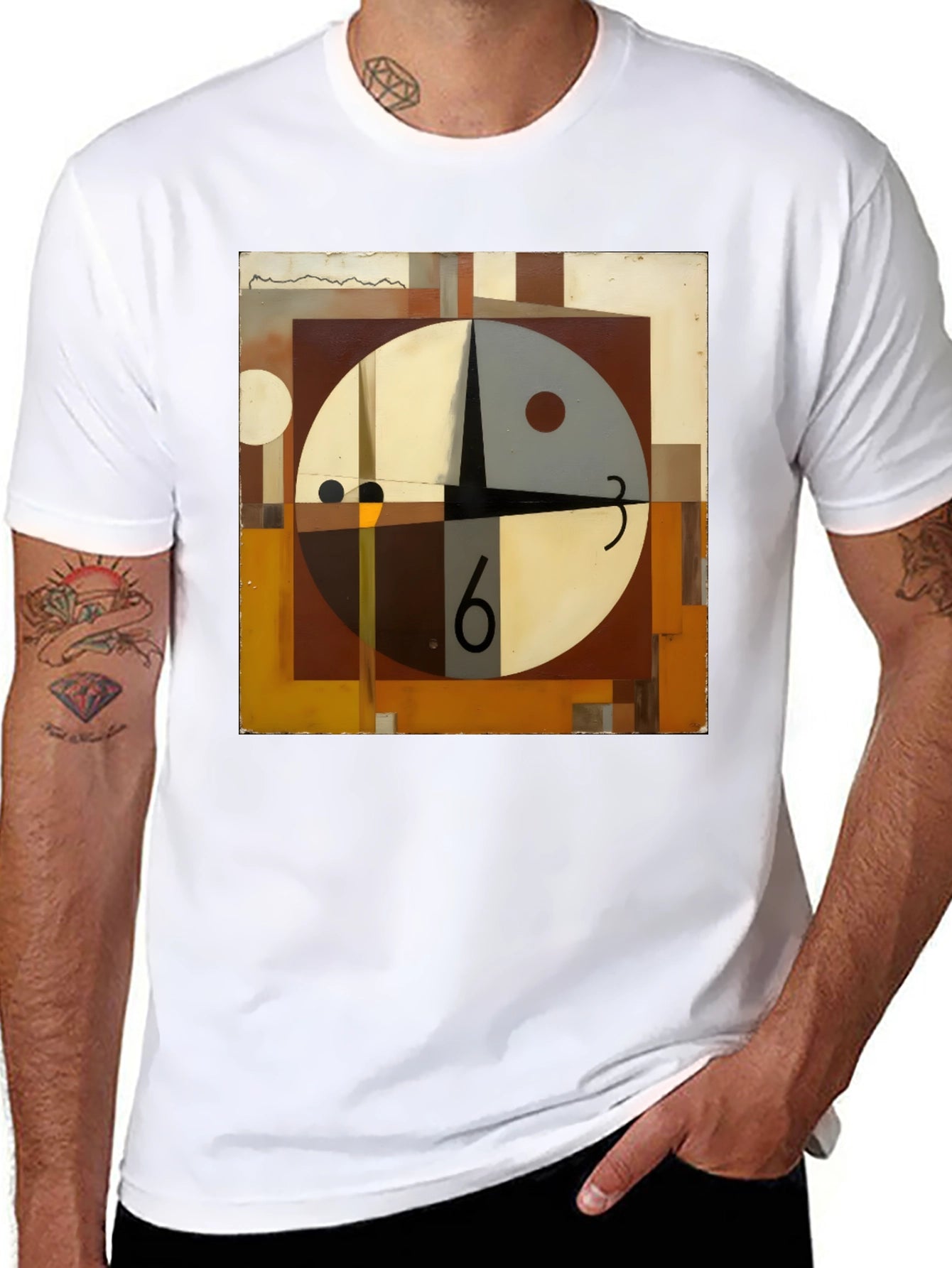 Abstract Clock Graphic Tee - Modern Art Shirt