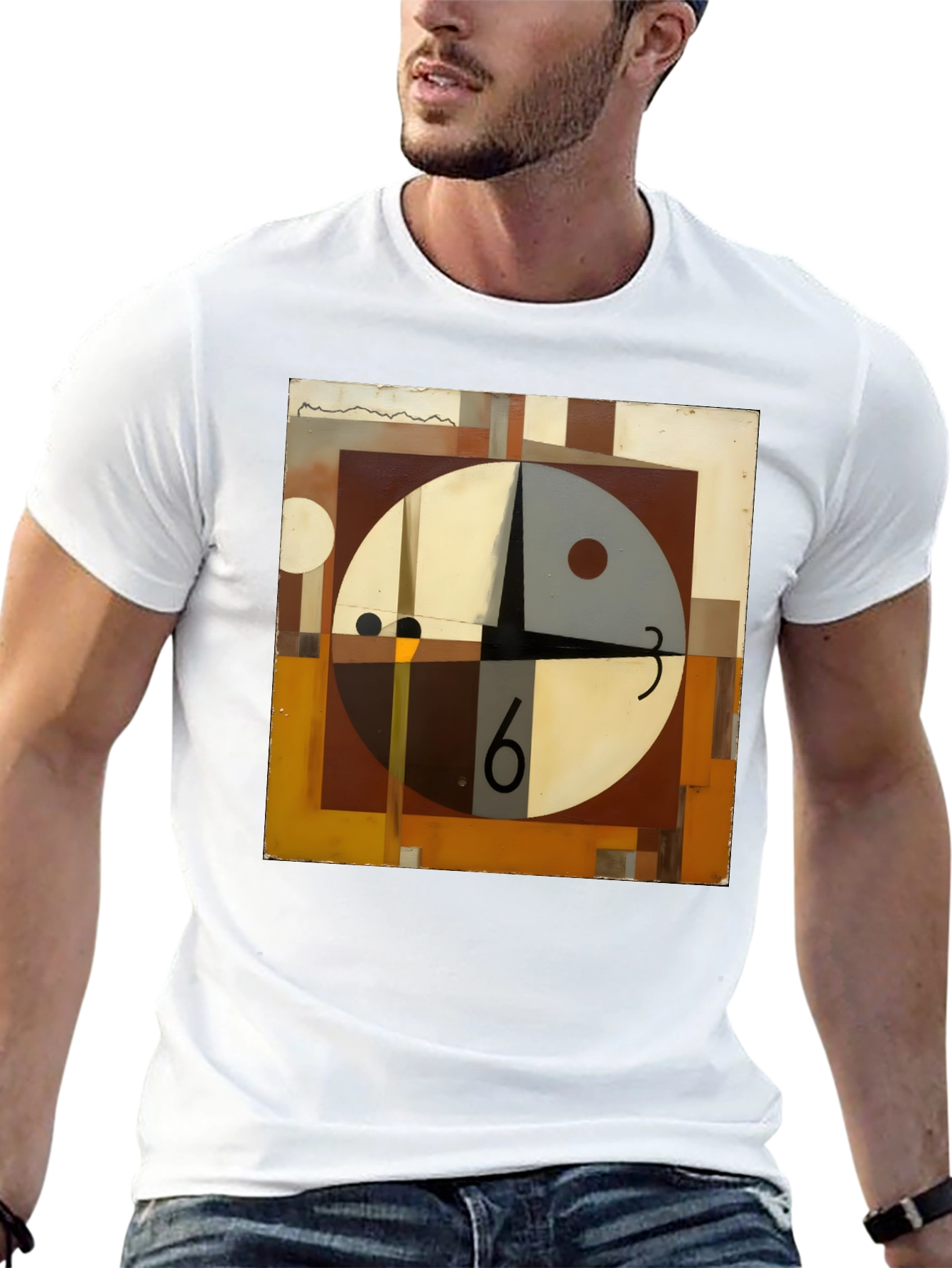 Abstract Clock Graphic Tee - Modern Art Shirt