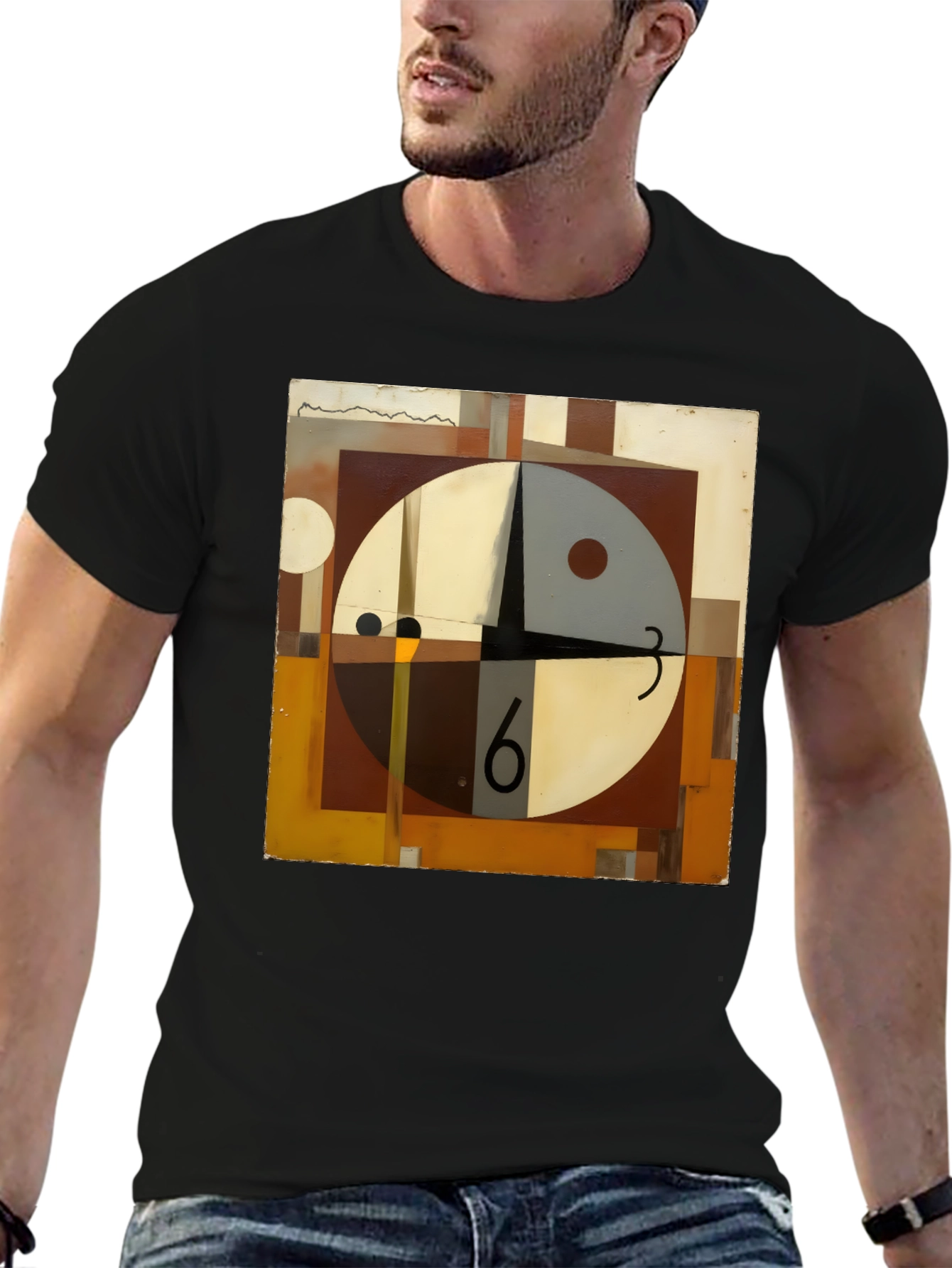 Abstract Clock Graphic Tee - Modern Art Shirt